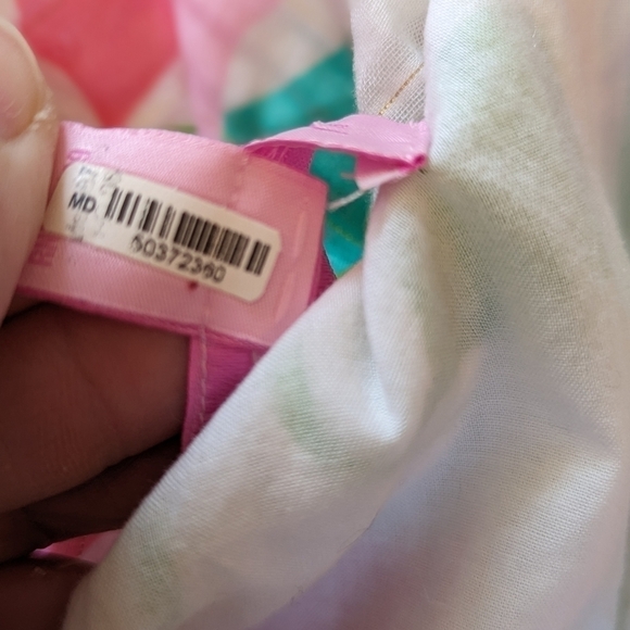 Lilly Pulitzer COTTON Ruffled Flirty Pink Green Floral Print Sleeveless Blouse S - Picture 11 of 15